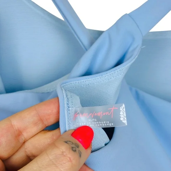 Free People Movement Righteous Runsie Pull On Athleisue Gym Workout Romper Blue - Picture 13 of 16